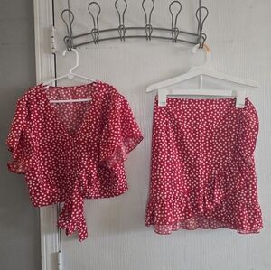 Red Polka Dot Skirt Set
